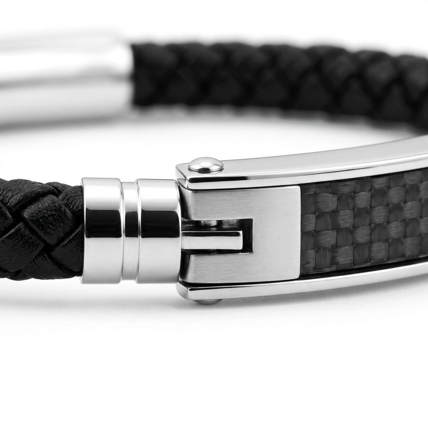 Carbon Echtleder Armband Herren