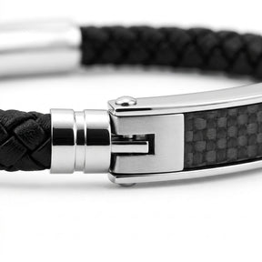 Carbon Echtleder Armband Herren