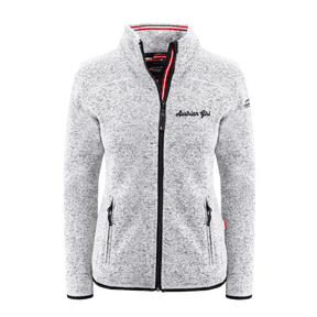 Damen Fleece Weste hellgrau mit Austrian Girl Stickerei
