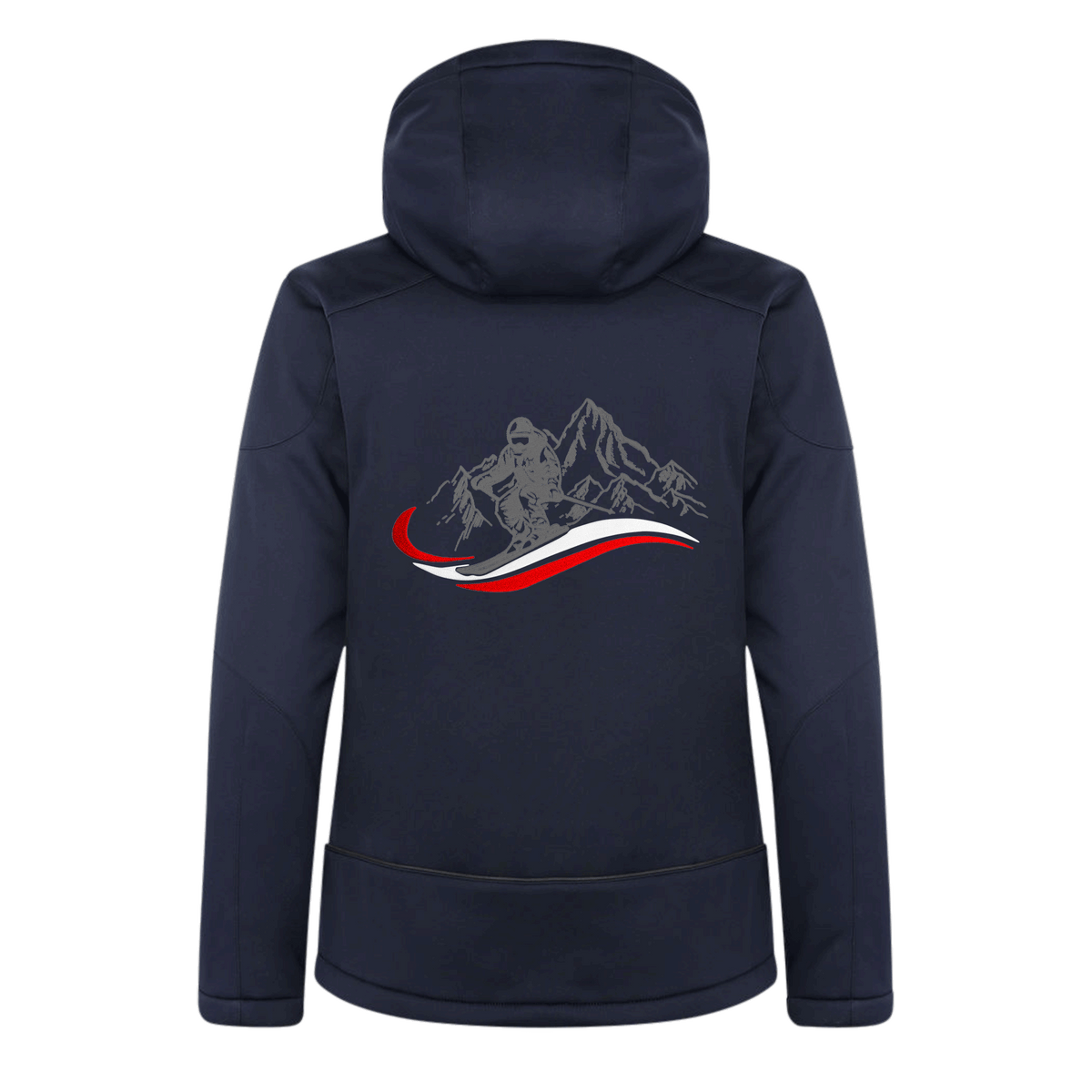 Damen Skijacke dunkelblau mit Skifahrer Motiv