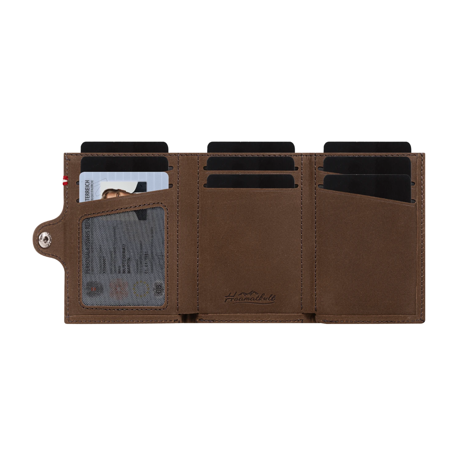 Adler Slim Wallet aus Echtleder mit Spiegel, Münzfach & RFID-Schutz - Vintage Braun