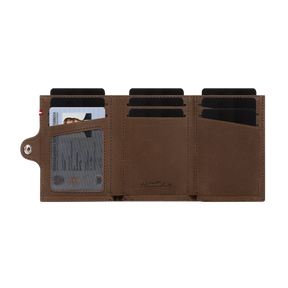 Adler Slim Wallet aus Echtleder mit Spiegel, Münzfach & RFID-Schutz - Vintage Braun