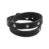 Damen Strass Armband Echtleder schwarz