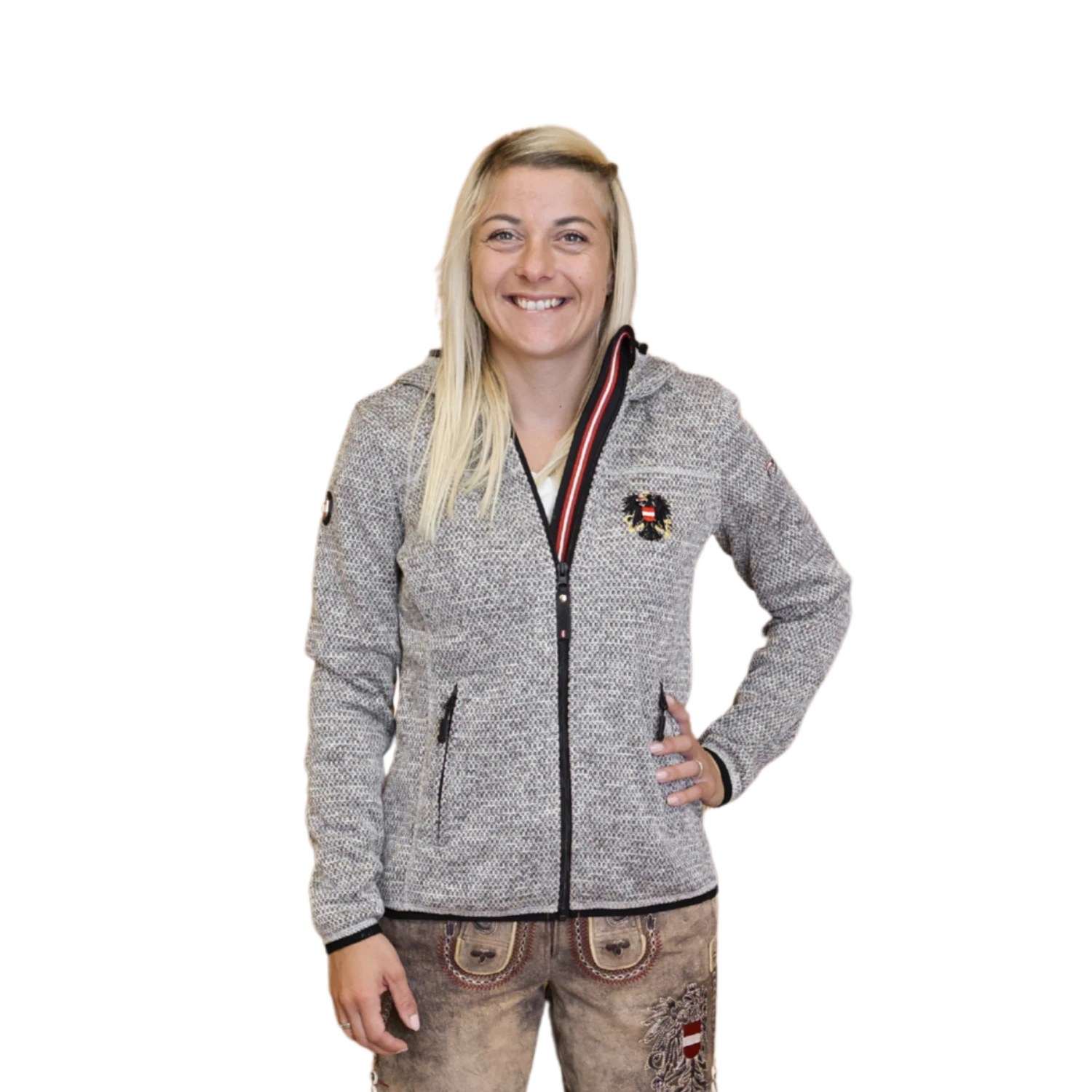 Österreich Kultjacke mit Kapuze - Strickoptik