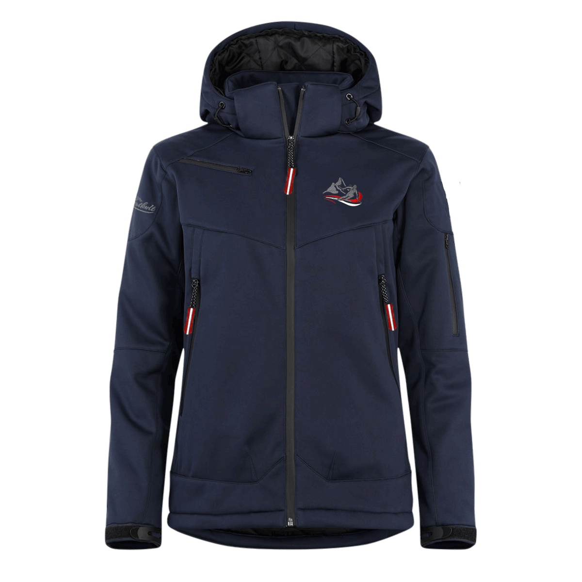 Damen Winterjacke dunkelblau mit Ski Stickerei #Farbe_Dunkelblau