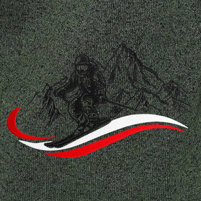 Detail Skifahrer Stickerei Skikollektion grün
