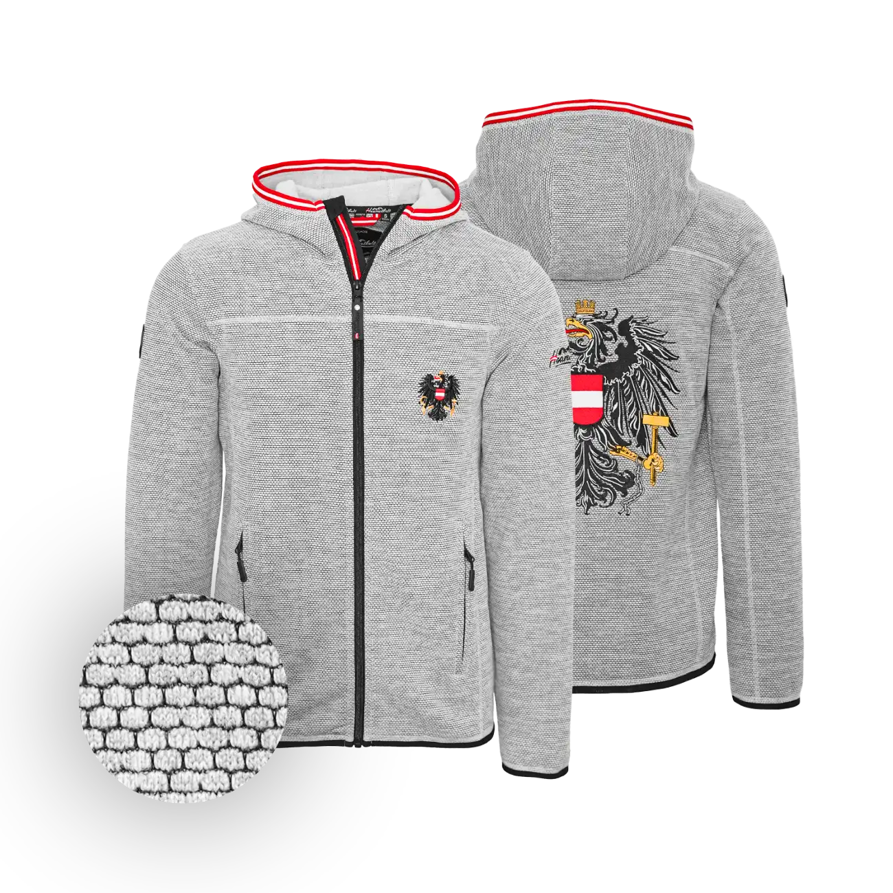 Österreich Adler Kultjacke mit Kapuze - Dobby Fleece