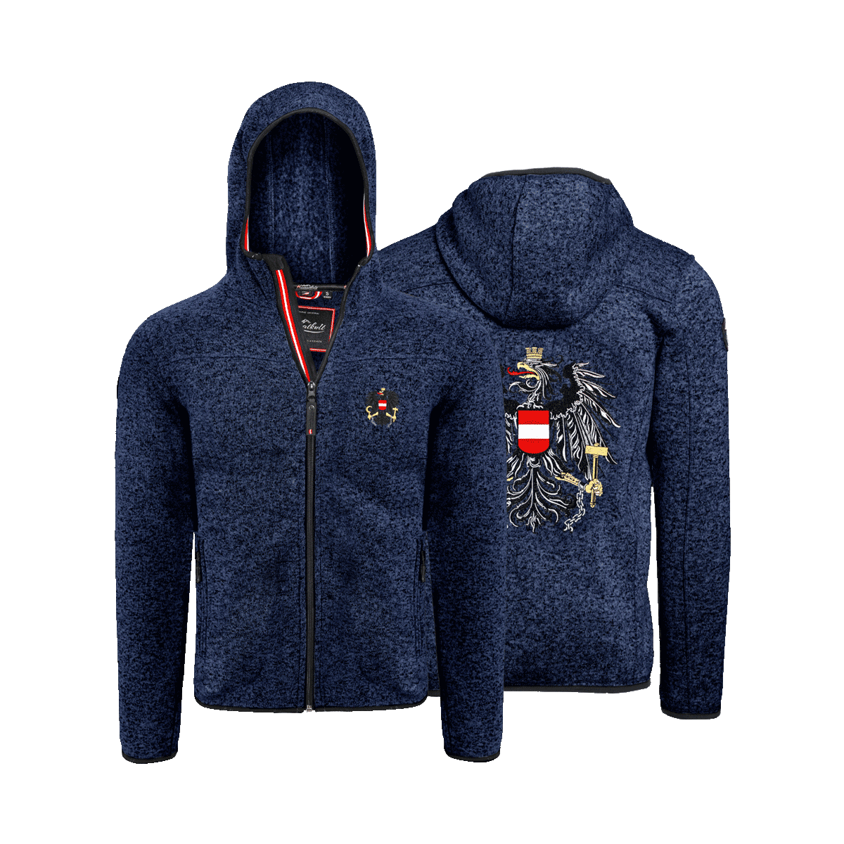 Dunkelblaue Fleece Jacke mit Kapuze