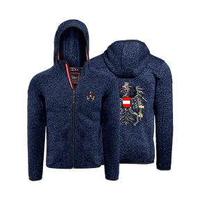 Dunkelblaue Fleece Jacke mit Kapuze