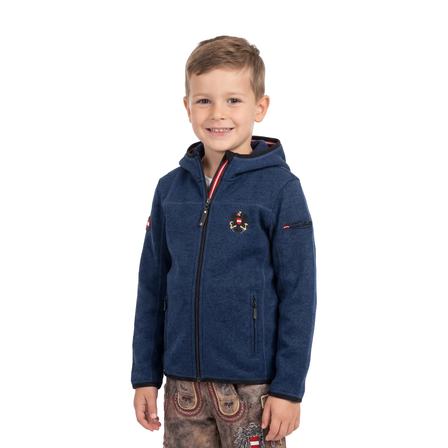 Dunkelblaue Kinder Kultjacke Österreich Adler