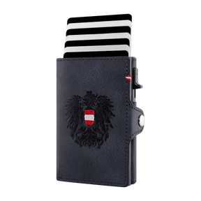 Adler Smart Wallet Trifold mit Karten-Pop-Up Funktion aus Echtleder - Dunkelblau
