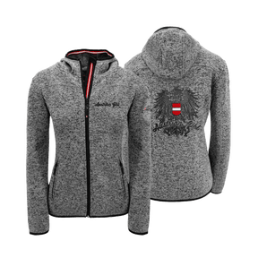 Dunkelgraue Damen Fleece Jacke mit Austrian Girl Stick