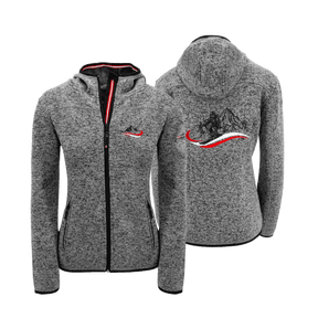 Dunkelgraue Strickfleece Jacke Damen Ski Stickerei