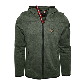 Dunkelgrüne Strickfleece Jacke