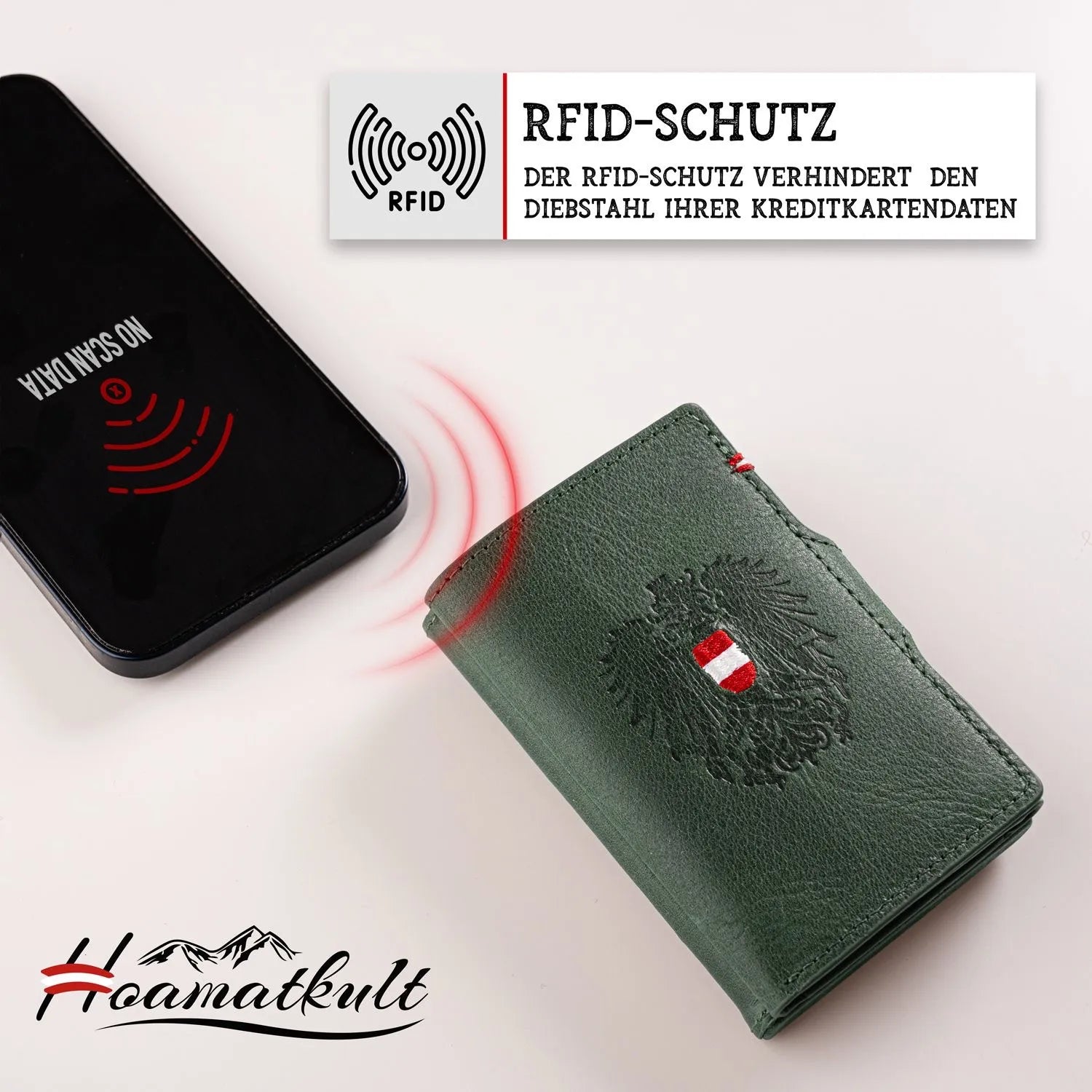 Adler Smart Wallet Trifold mit Karten-Pop-Up Funktion aus Echtleder