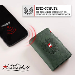 Adler Smart Wallet Trifold mit Karten-Pop-Up Funktion aus Echtleder