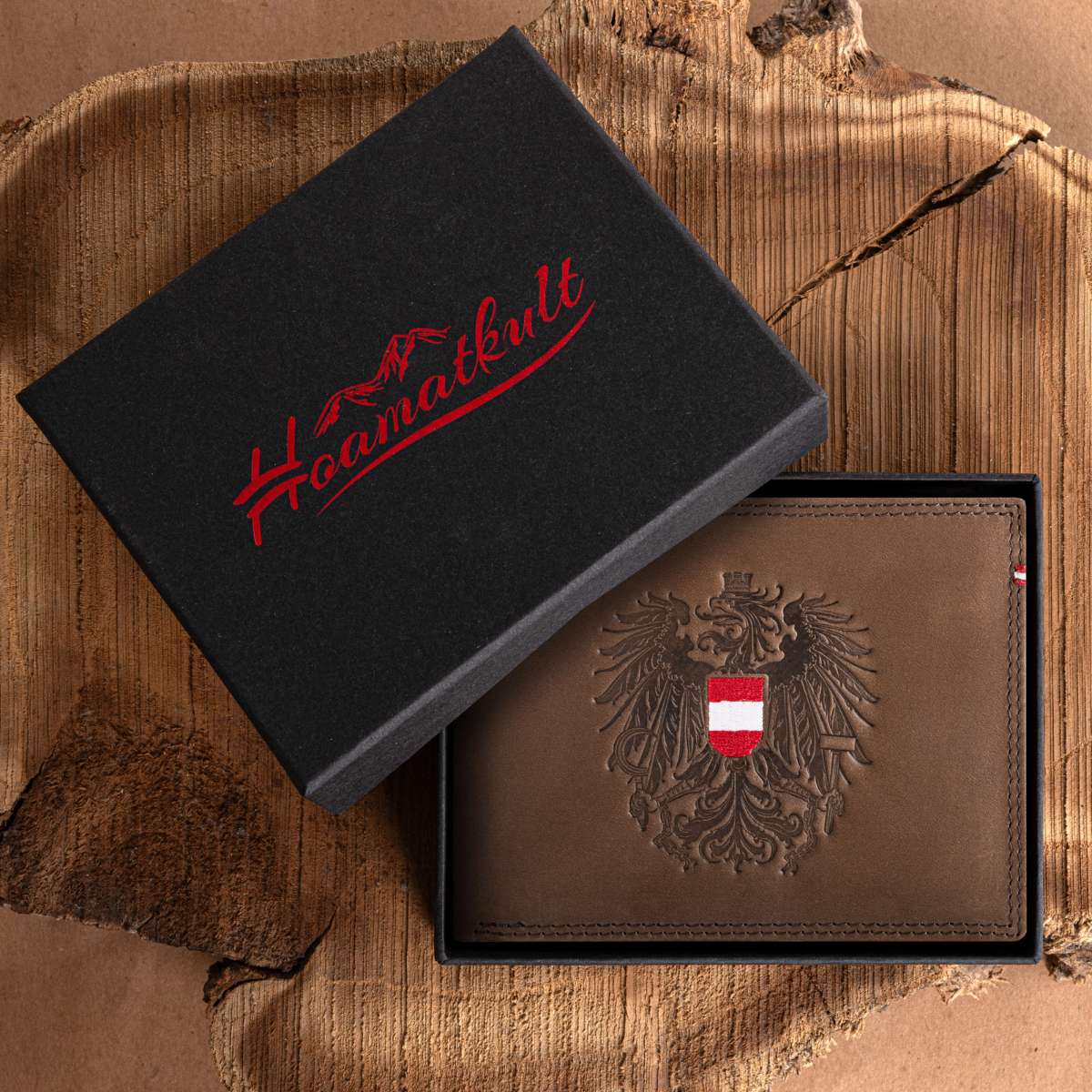 Echtleder Geldtasche Österreich Adler #Farbe_Vintage Braun