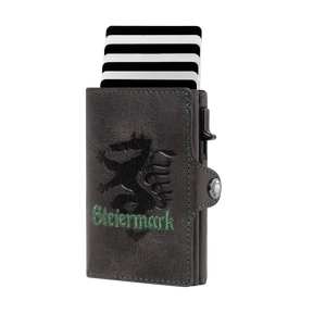 Steiermark Smart Wallet Trifold mit Karten-Pop-Up Funktion aus Echtleder - Schwarz
