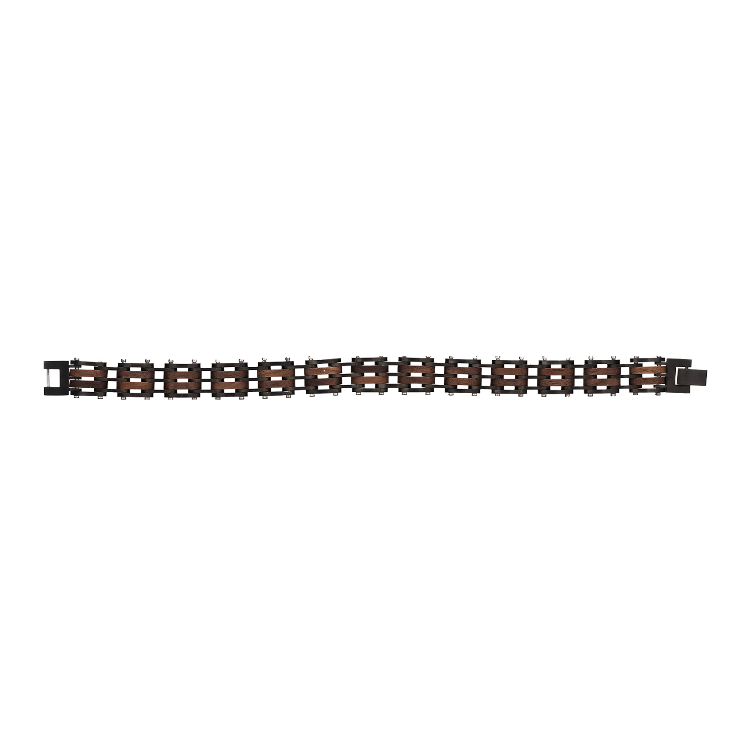 Elegantes Holzarmband mit Edelstahl dunkelbraun