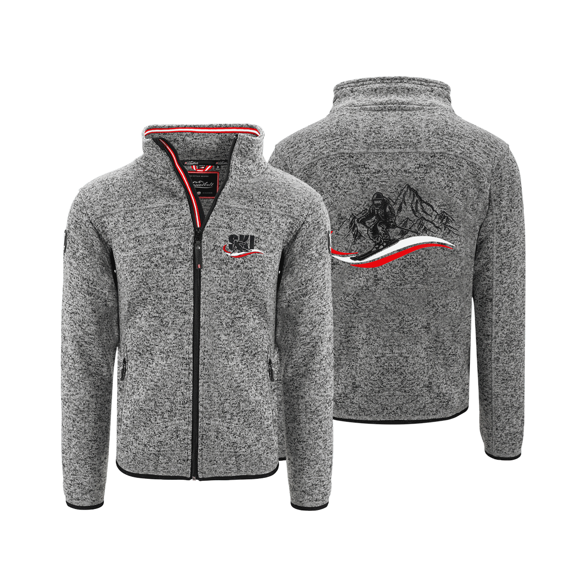 Fleece Weste ohne Kapuze Herren dunkelgrau Ski Motiv #Farbe_Dunkelgrau