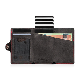 Tirol Smart Wallet Trifold mit Karten-Pop-Up Funktion aus Echtleder - Schwarz