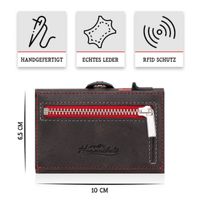 Wien Smart Wallet Trifold mit Karten-Pop-Up Funktion aus Echtleder - Schwarz