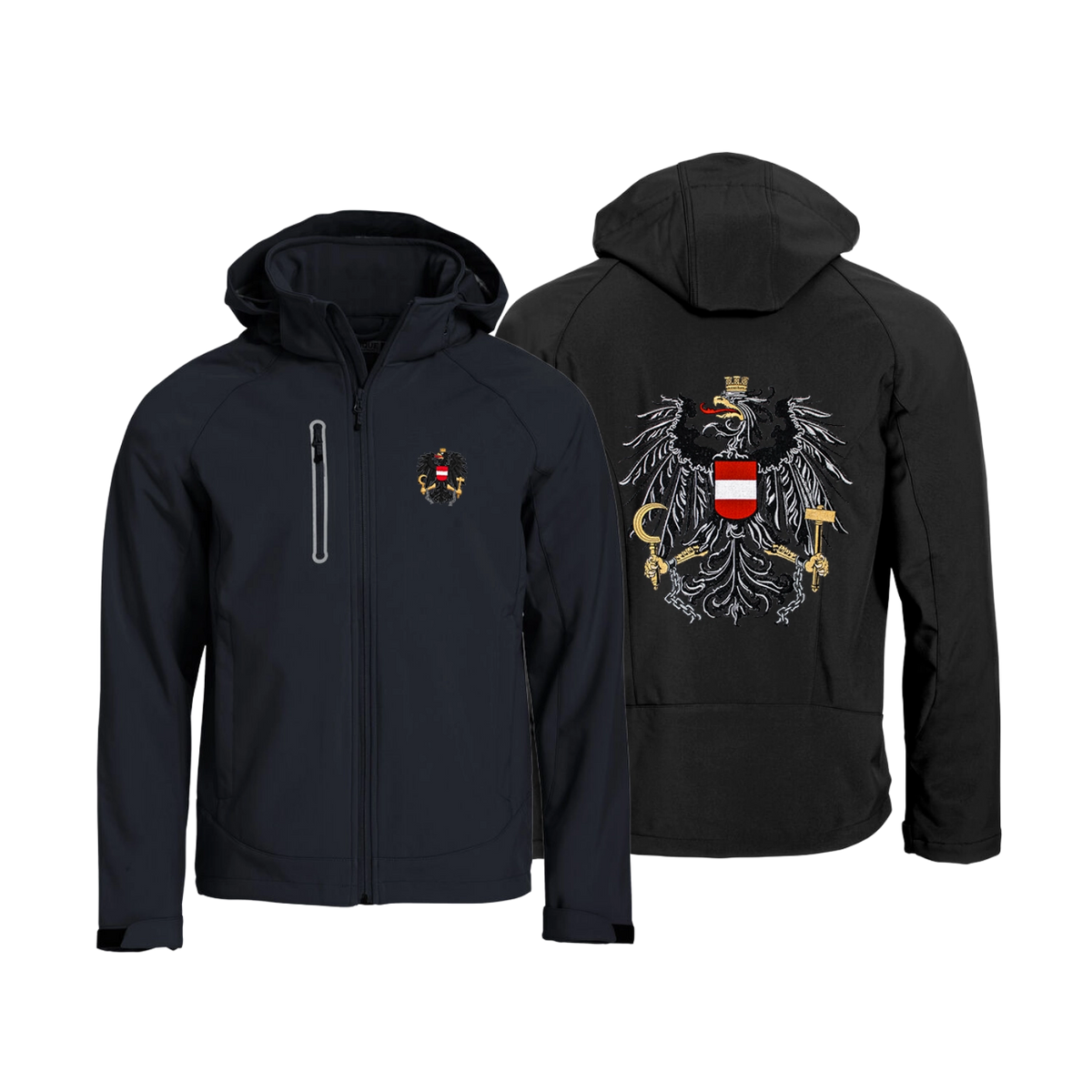 Funktionale Österreich Adler Softshelljacke für Herren #Farbe_Schwarz