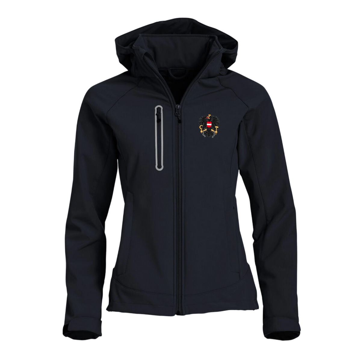 Funktionale Softshelljacke für Damen Österreich Motiv #Farbe_Schwarz