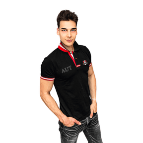 Fußball EM Österreich Polo Shirt schwarz Herren