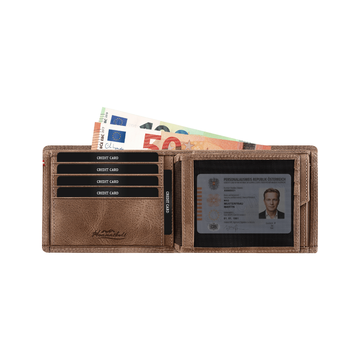 Österreich Adler Geldtasche - Leder Braun