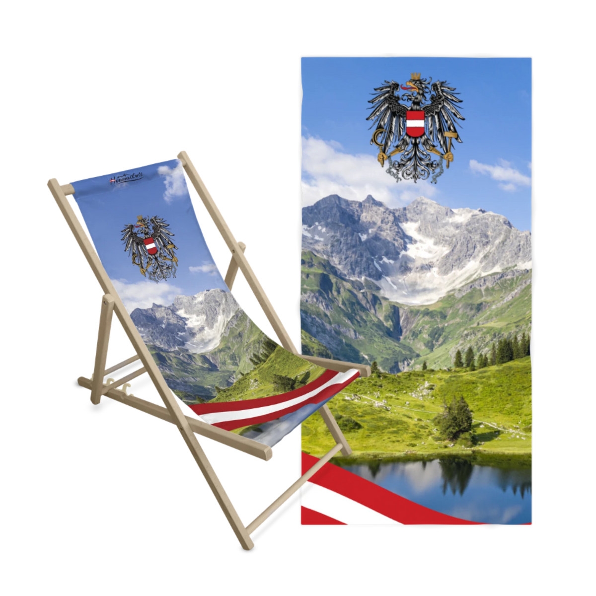 Geschenkpaket Alpensee Liegestuhl Badetuch