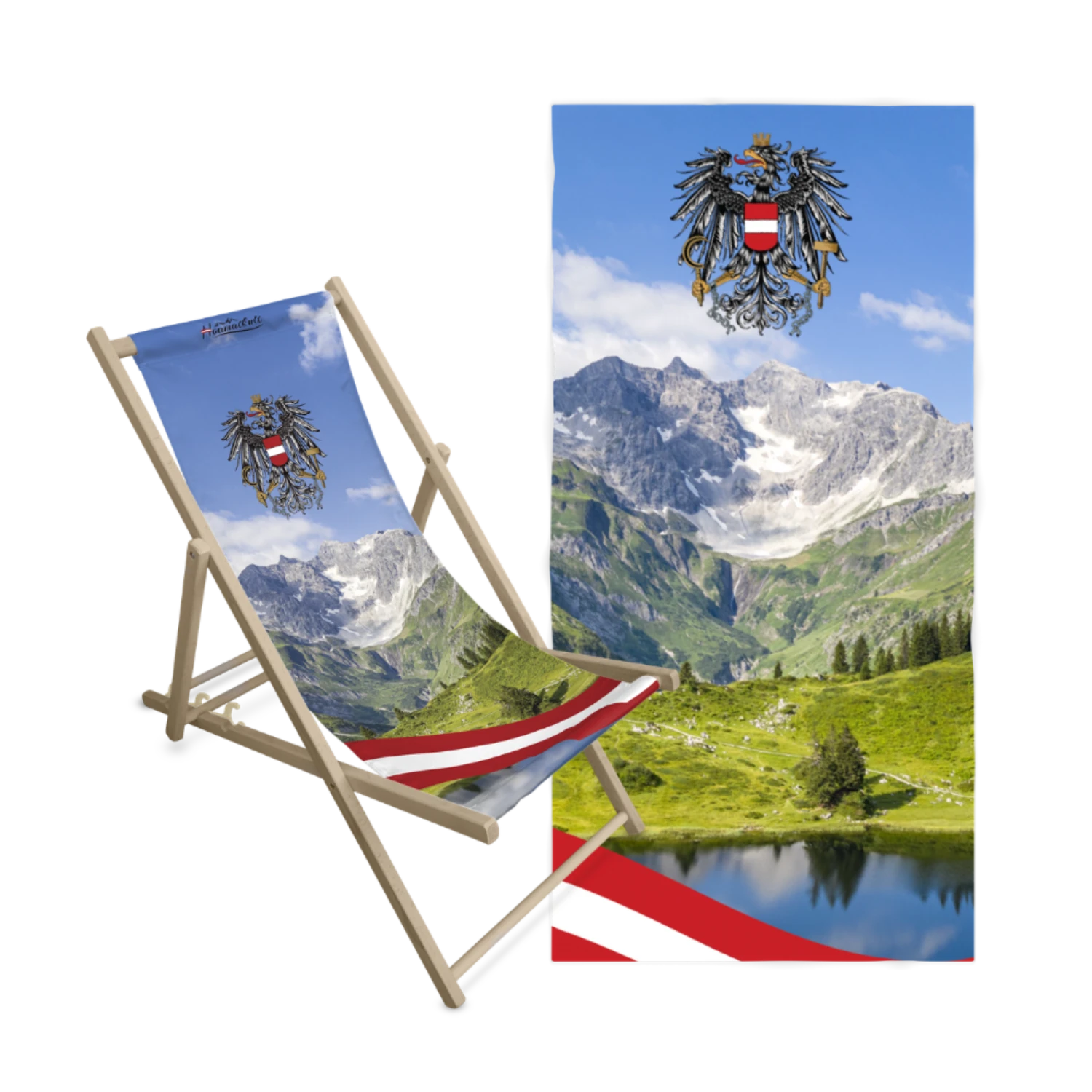 Geschenkpaket Alpensee Liegestuhl Badetuch