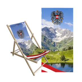 Geschenkpaket Alpensee Liegestuhl Badetuch