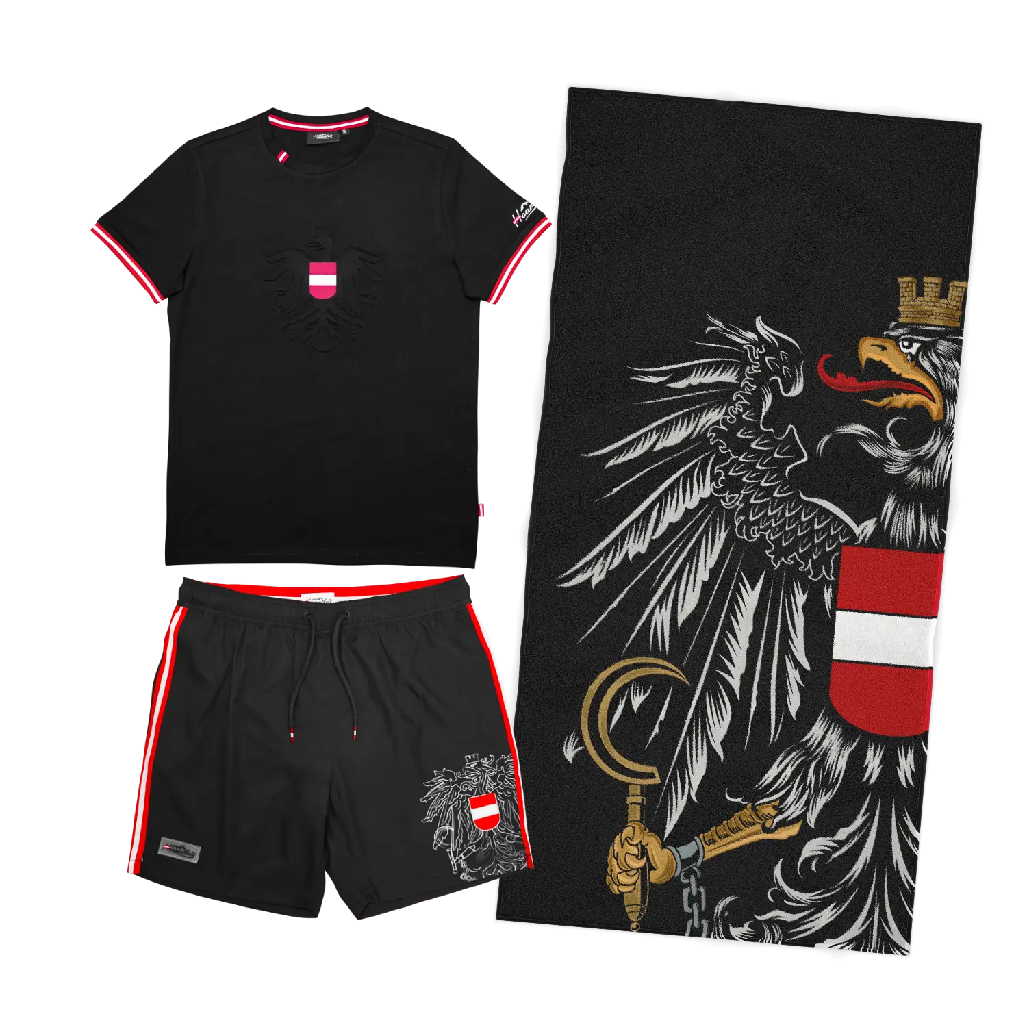 Kombo "Klassiker schwarz" - Badehose, T-Shirt und Badetuch