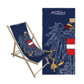 Geschenkpaket Liegestuhl Badetuch dunkelblau