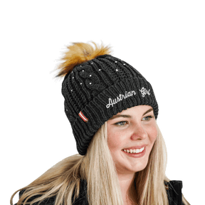 Glitzer Mütze Damen schwarz