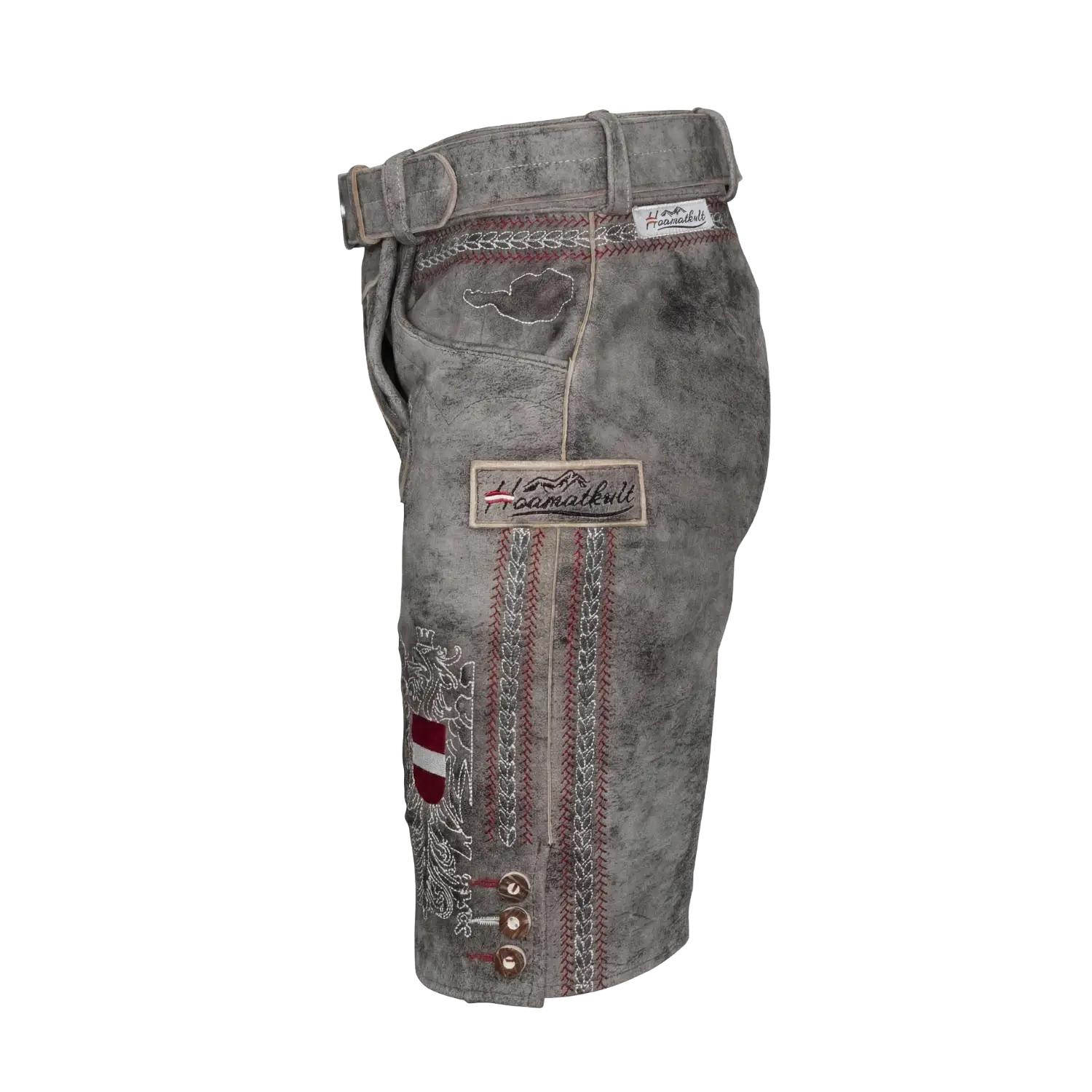 Kult Lederhose Österreich Adler - Vintage Grau