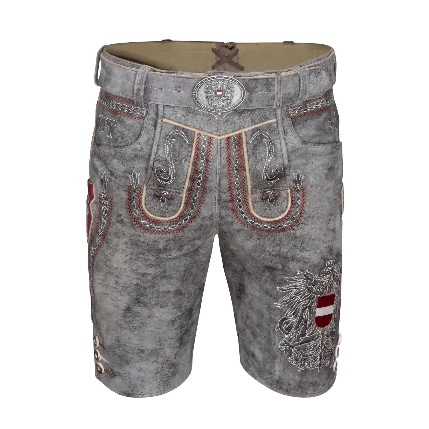 Kult Lederhose Österreich Adler - Vintage Grau