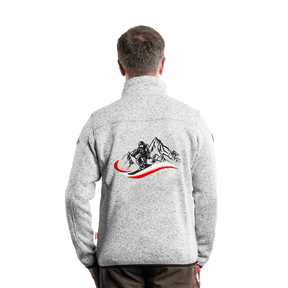 Hellgraue Fleece Jacke Herren Ski Motiv