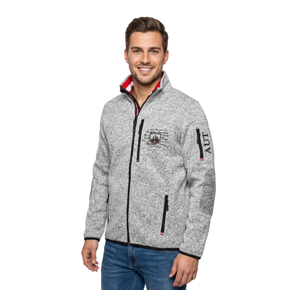 Hellgraue Fleece Weste Österreich Adler #Farbe_Hellgrau