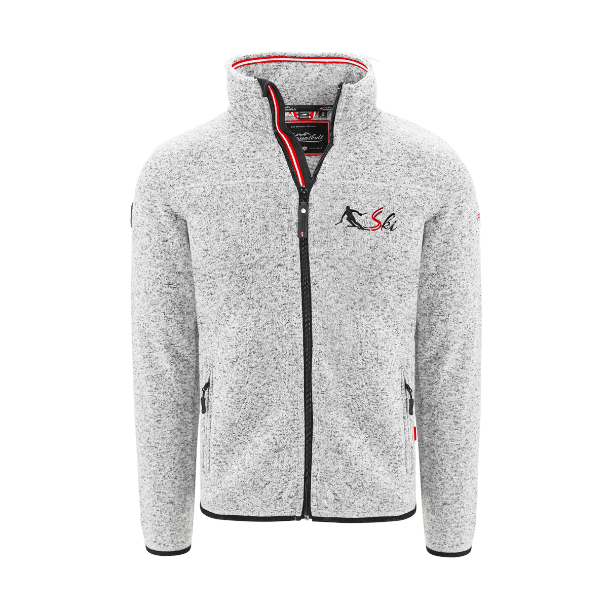 Hellgraue Herren Kultjacke ohne Kapuze Ski Motiv #Farbe_Hellgrau
