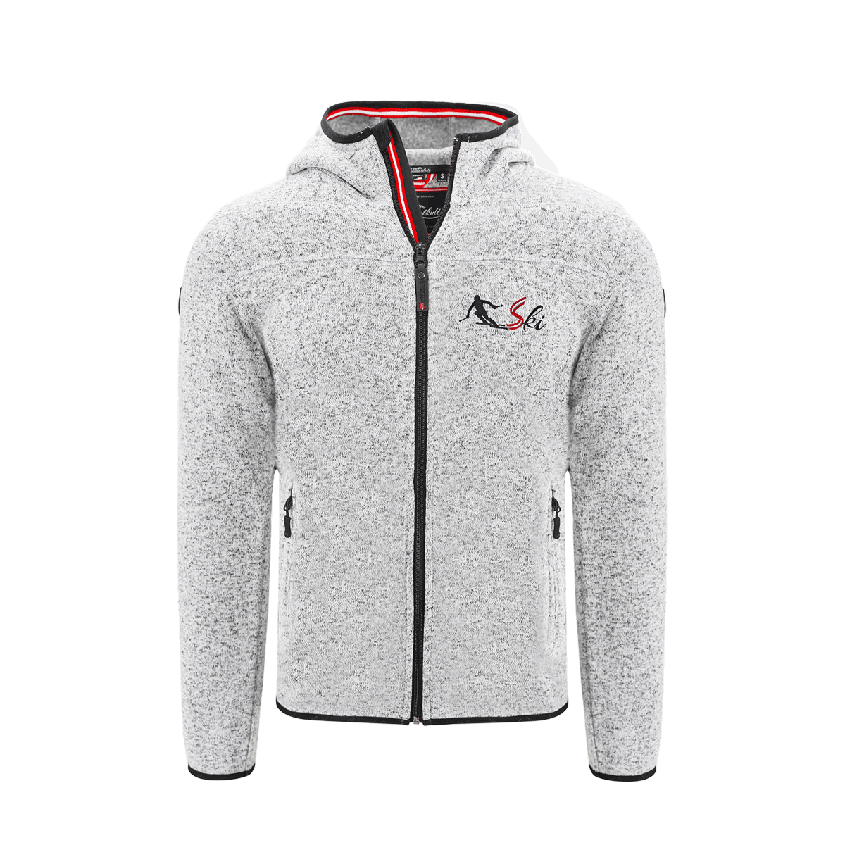 Hellgraue Herren Weste mit Ski Motiv #Farbe_Hellgrau