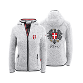 Hellgraue Strickfleece Jacke mit Wiener Wappen #Farbe_Hellgrau
