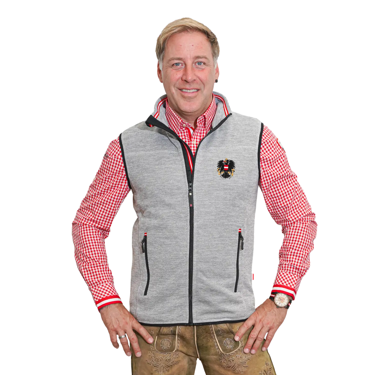 Hellgraues Herren Gilet Österreich Adler #Farbe_Hellgrau
