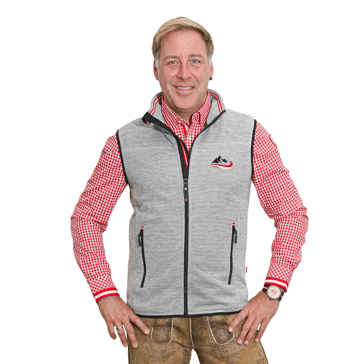 Herren Dobby Fleece Kultgilet Berg Motiv #Farbe_Hellgrau