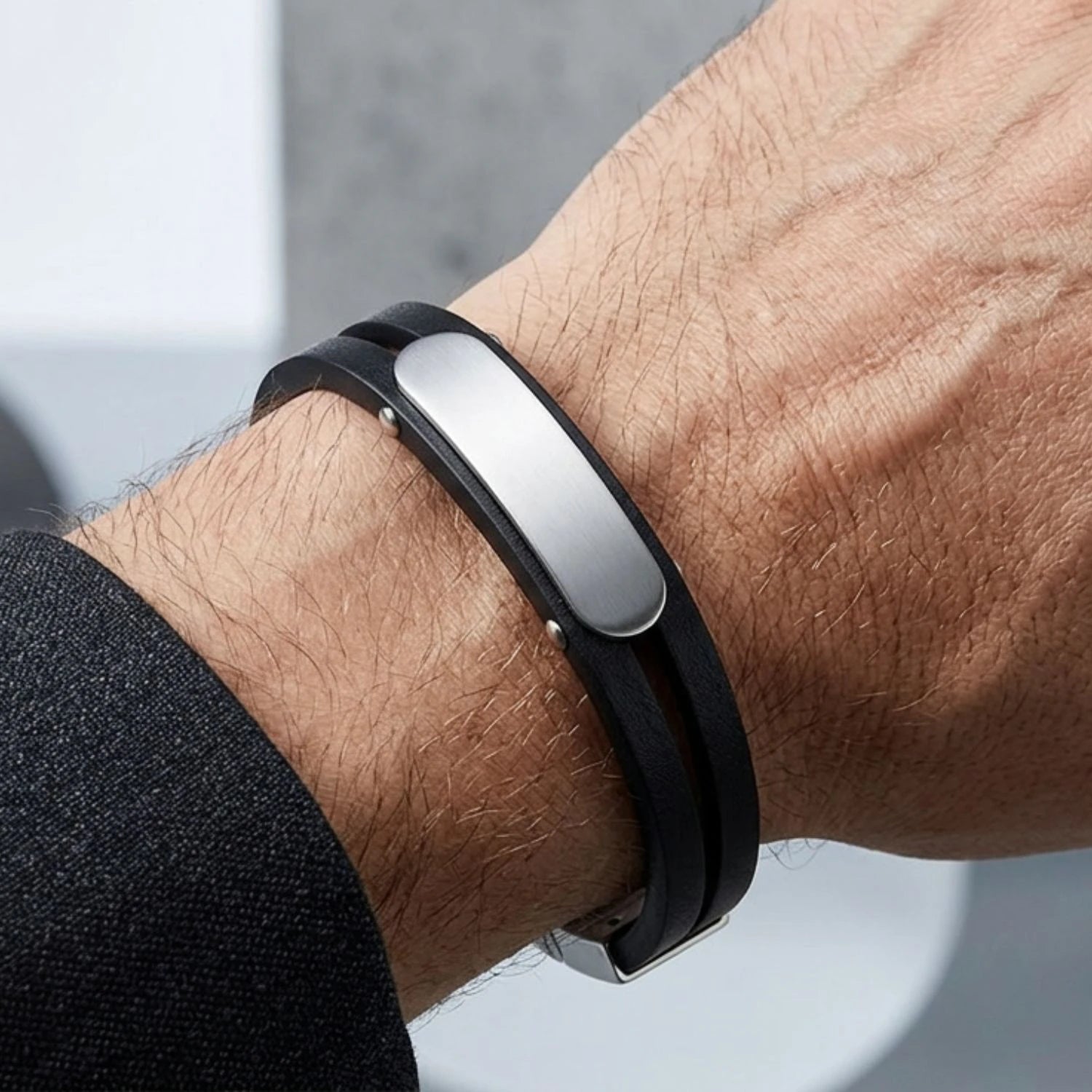 Herren Echtleder Edelstahl Armband Hoamatkult