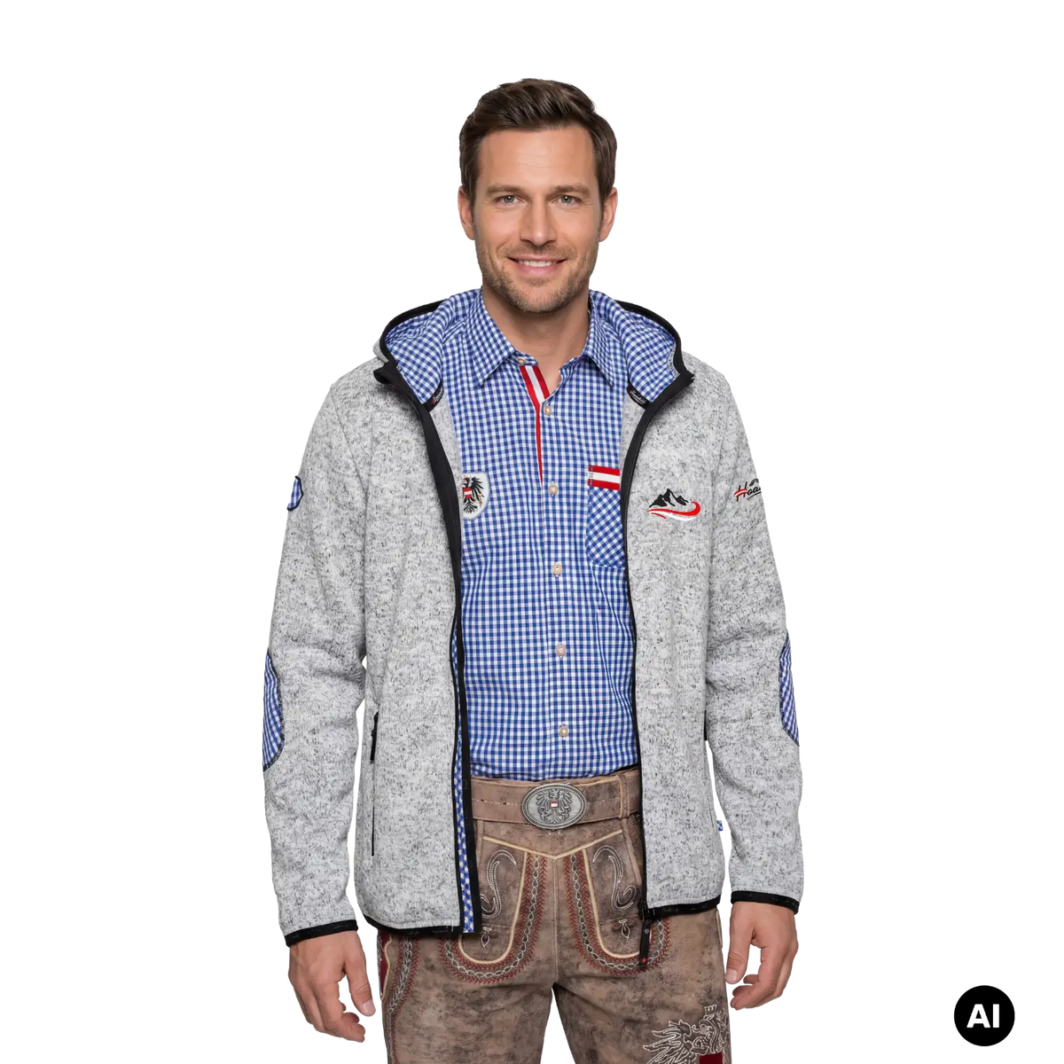 Herren Fleece Jacke Karo Muster Berg Stick #Farbe_Blau-Kariert