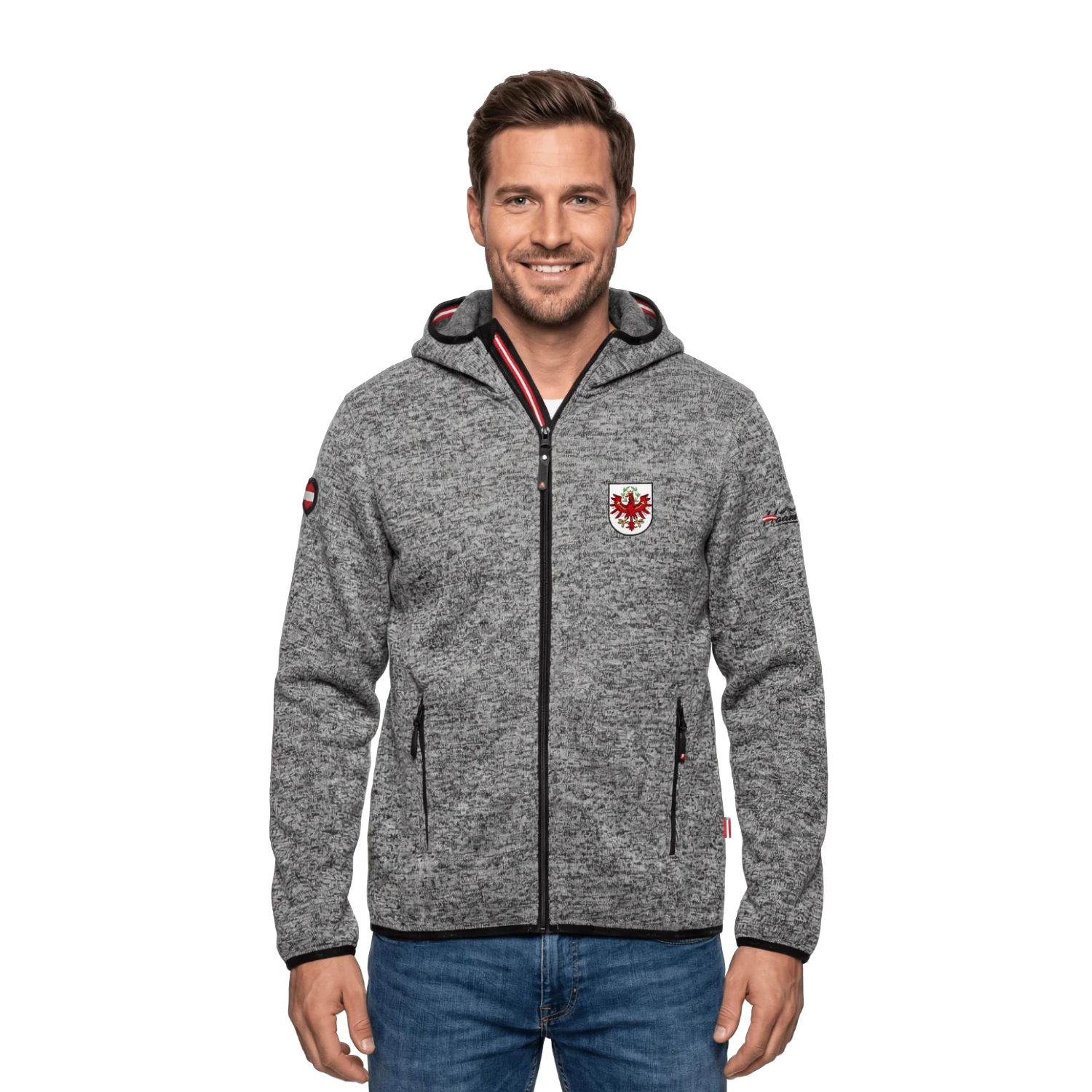 Tirol Kultjacke mit Kapuze - Dunkelgrau