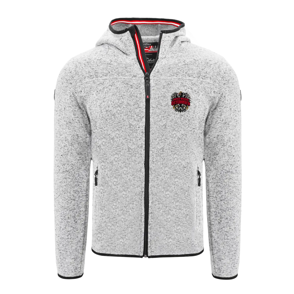 Herren Kultjacke mit Kapuze hellgrau Immer wieder Österreich #Farbe_Hellgrau