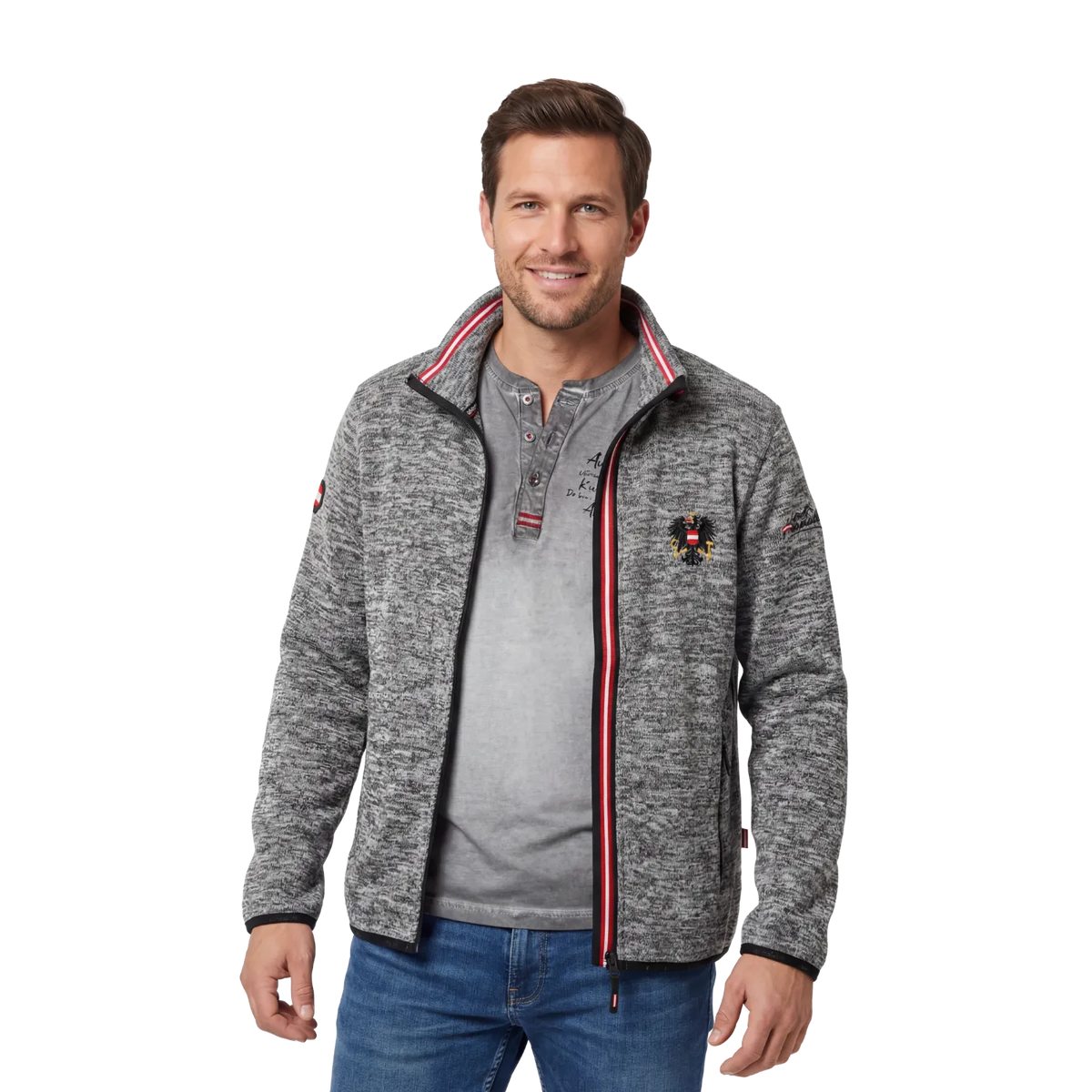 Herren Kultjacke ohne Kapuze dunkelgrau Österreich #Farbe_Dunkelgrau
